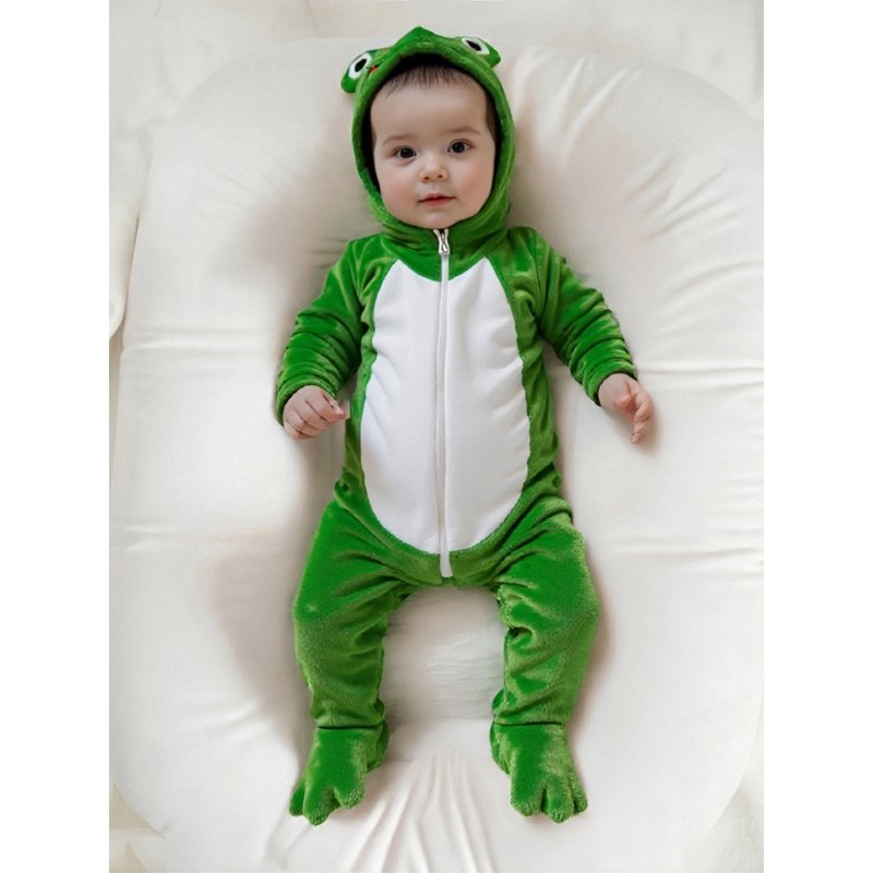 Kids Toddler Baby Halloween Frog Costume Unisex Footed Romper 1-3 Months - Green