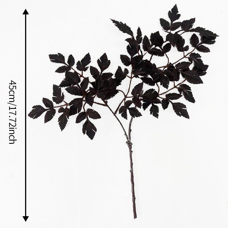 Halloween Decor K-A Artificial Maple Leaves Branches for Fall Vase Arrangements - Black, 45cm