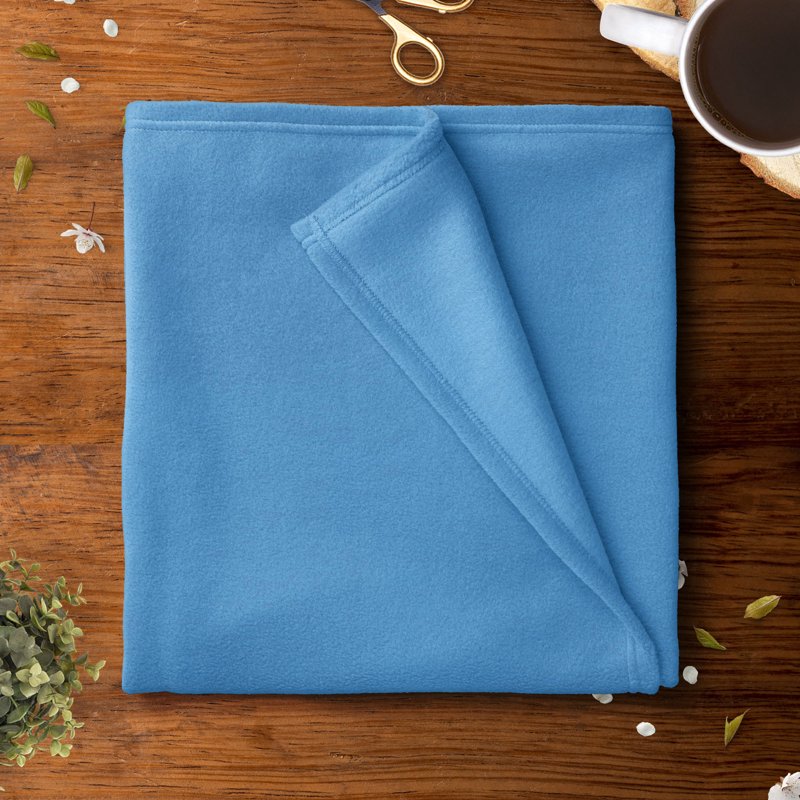 Precut 1.5 Yards Blue Polyester Fleece Fabric for Sewing & Craft Projects - Medium Blue, Single
