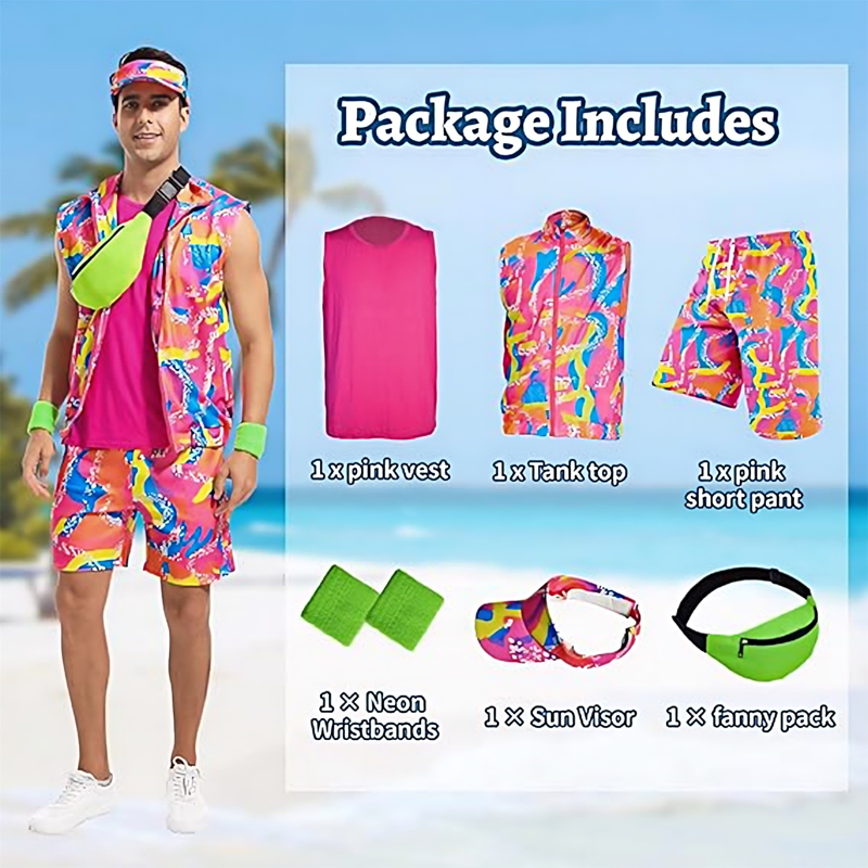 80s Men's Workout Costume Set XL - Retro Fitness & Halloween Outfit for Adults