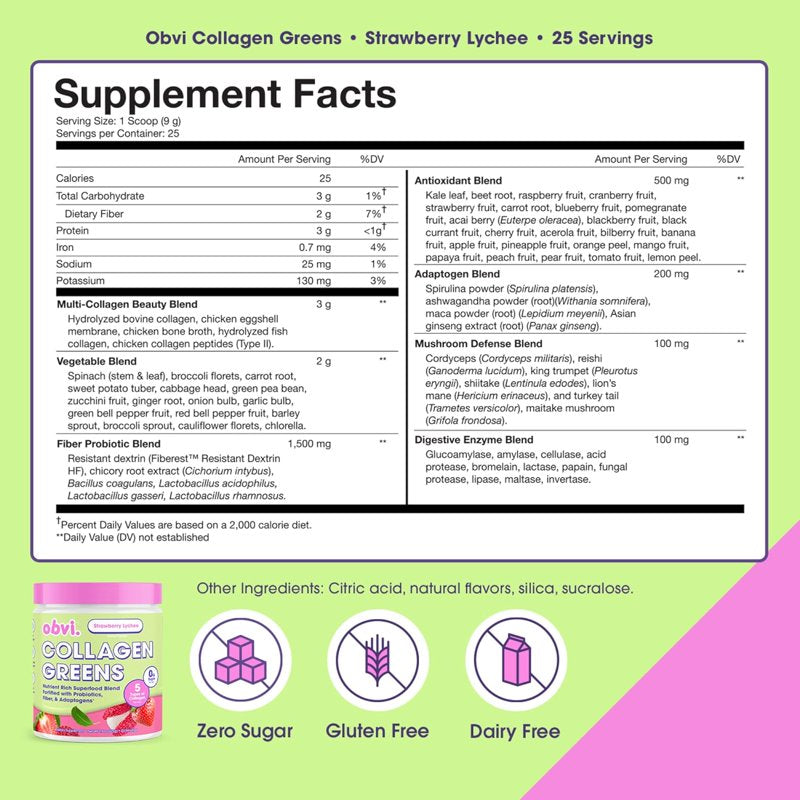 Probiotic Collagen Greens Powder - Hair, Skin & Nails Support