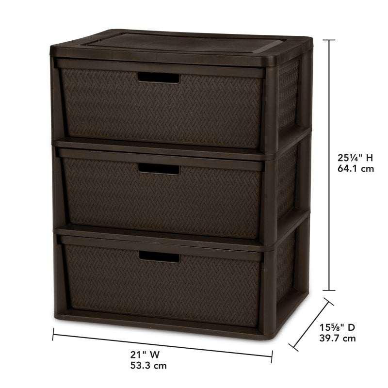 2 Pack Wide Plastic Storage Tower with Removable Bins - Brown