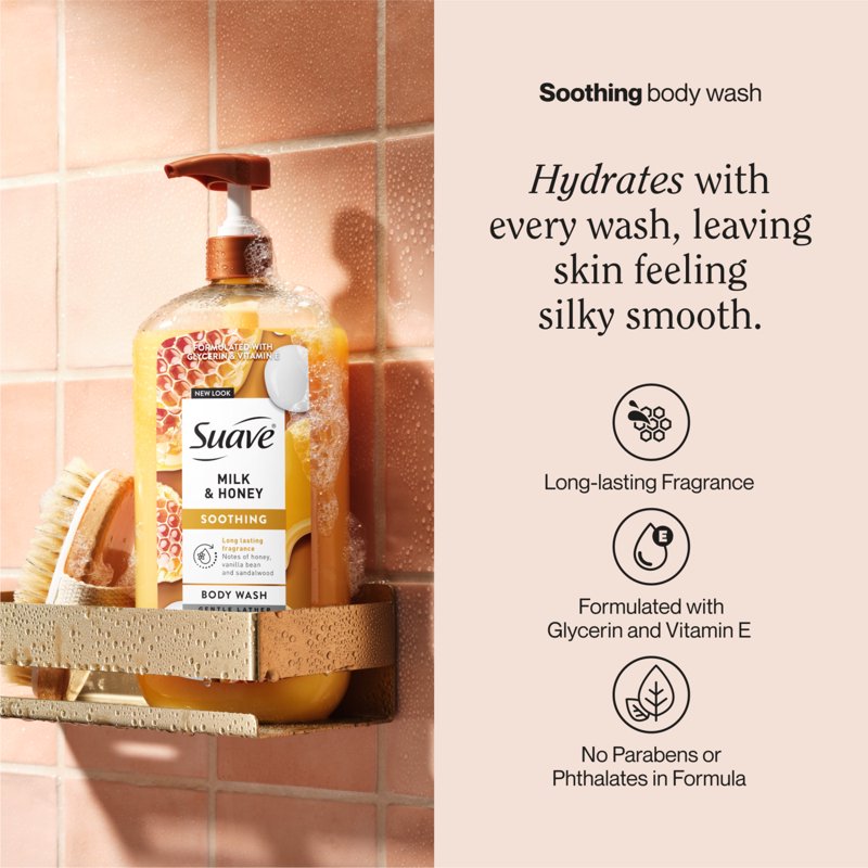 Milk & Honey Moisturizing Body Wash with Glycerin & Vitamin E - 30 FL OZ