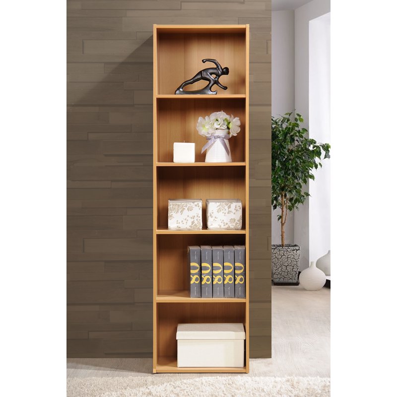 5-Shelf Multi-Purpose Bookcase - Slim Design for Any Room