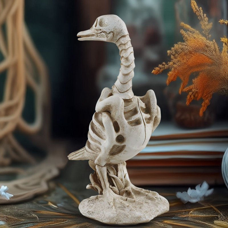 Halloween Duck Skeleton Decoration - Realistic Bone Fossil Indoor Outdoor Prop - Z-B Variation