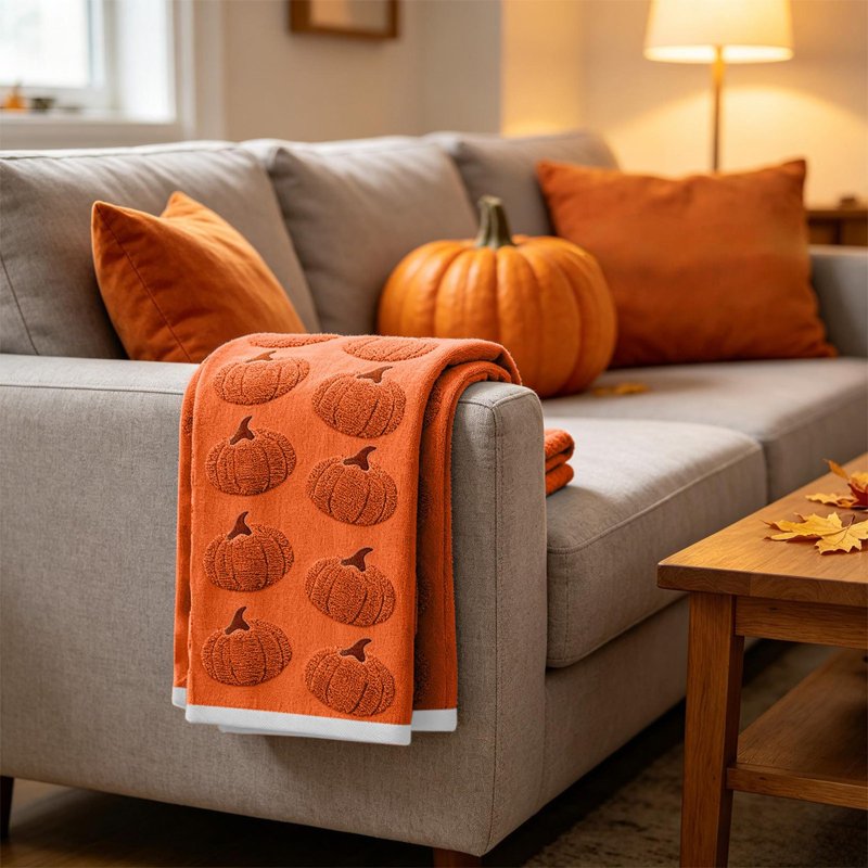 Halloween Decor Pumpkin Kitchen Towels Set of 2 - Fall Autumn Dish Cloths for Kitchen & Holiday