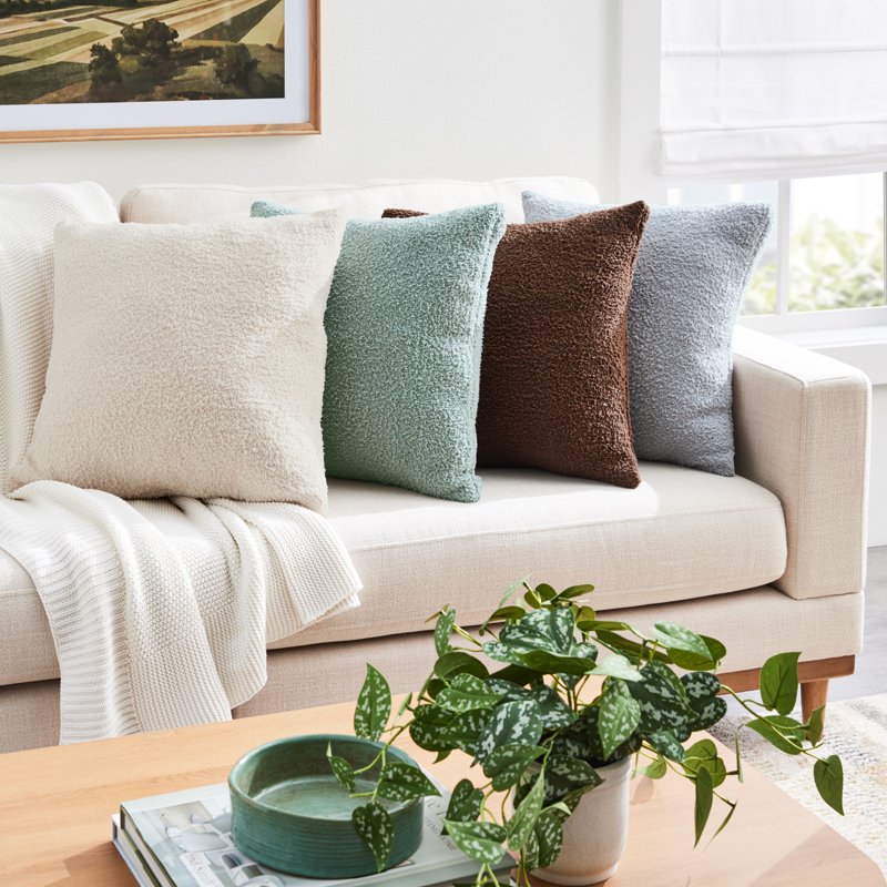 Cozy Knit Decorative Throw Pillow 20x20 Inches - Soft Green, Plush Chenille Finish - Better Homes & Gardens - Variation of Soft Green, 1