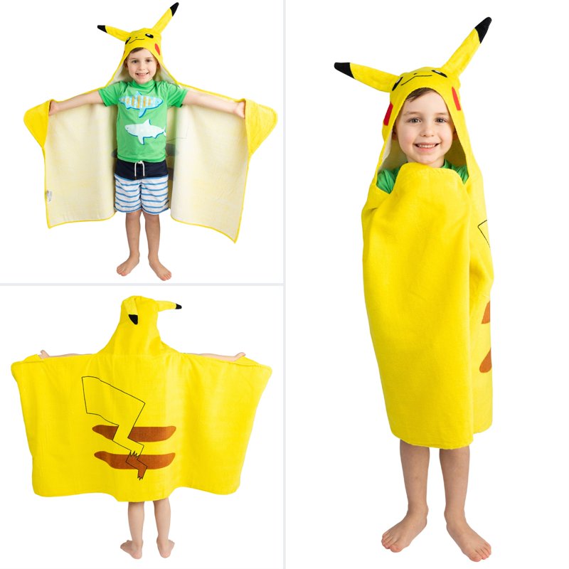 Kids Pikachu Hooded Towel - Cotton Bath & Beach Poncho for Children