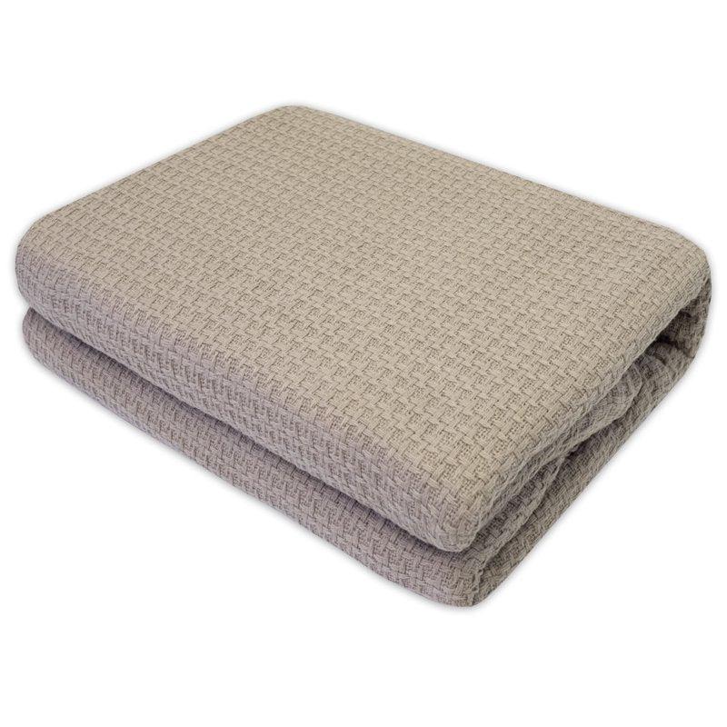 Cotton Waffle Weave King Blanket - Taupe, Soft & Cozy Bedding - King, Taupe