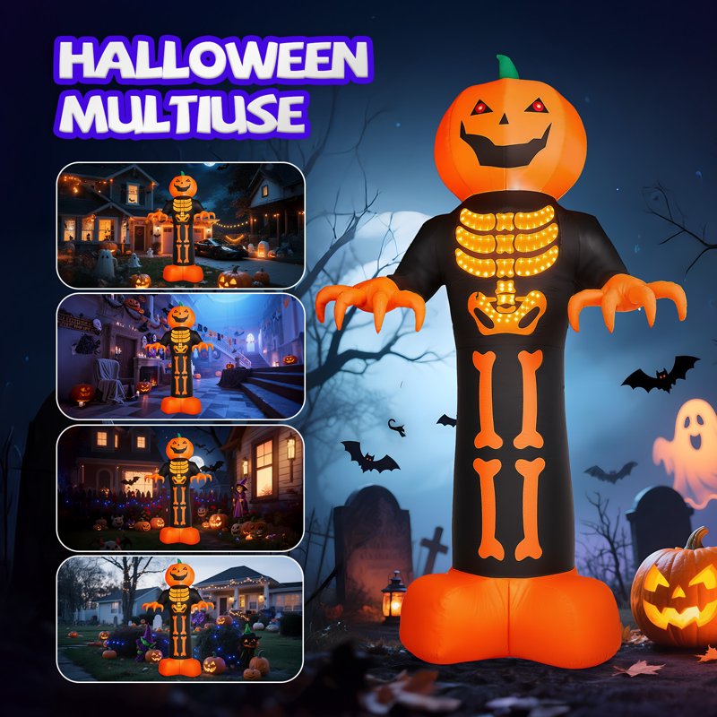 12FT Halloween Inflatable Pumpkin Man Outdoor Decor with LED Lights