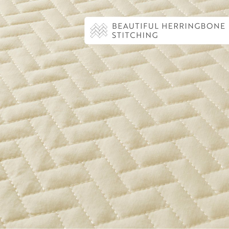 Twin XL Yellow Herring Pattern Quilted Coverlet Set - Noble Linens