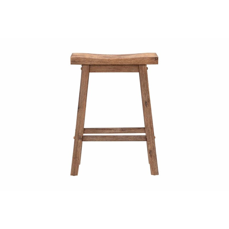 Sonoma Backless Wood Counter Stools - Set of 2 - Barnwood Wire-Brush