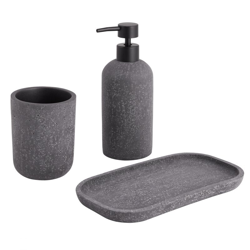 Faux Stone Toothbrush Holder - Gray Bathroom Counter Accessory