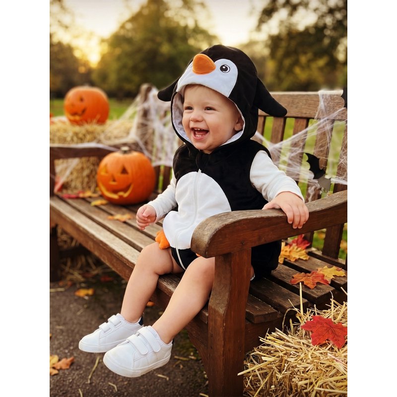 Newborn Baby Boy Penguin Costume - Black 12-18 Months Infant Animal Cosplay Outfit