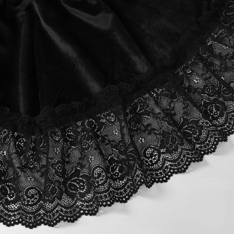 Women's Gothic Corset Dress A105 Black L with High-Low Tulle Skirt & Lace Ruffles - Dark Witch Vampire Cosplay