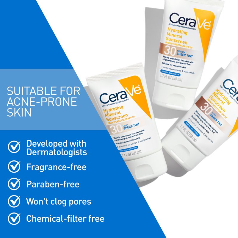 Tinted Hydrating Mineral Sunscreen SPF 30 for Face - All Shades