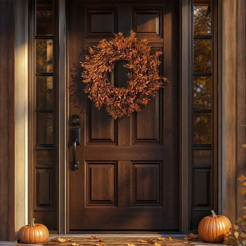 Halloween Thanksgiving Garland with Orange Artificial Plants Indoor Outdoor Decor