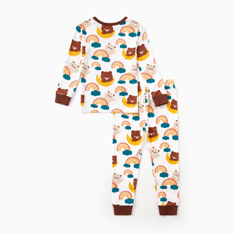 Toddler Girl Pajama Set 2 Piece Snug Fit Bear Print Long Sleeve Sleepwear - Brown 6T - PatPat
