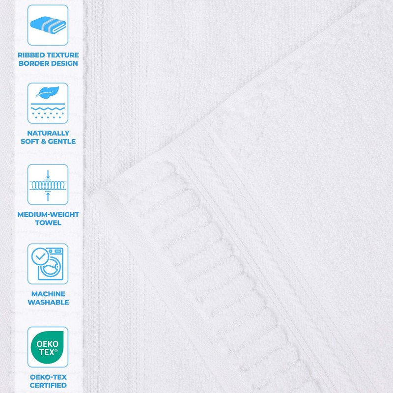 White Bath Sheets Set of 2 - Superior Venice Ribbed Zero Twist Cotton