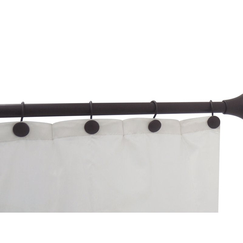 Lavender & Sage Black Adjustable Shower Curtain Rod Set 42-72 Inches with 12 Hooks