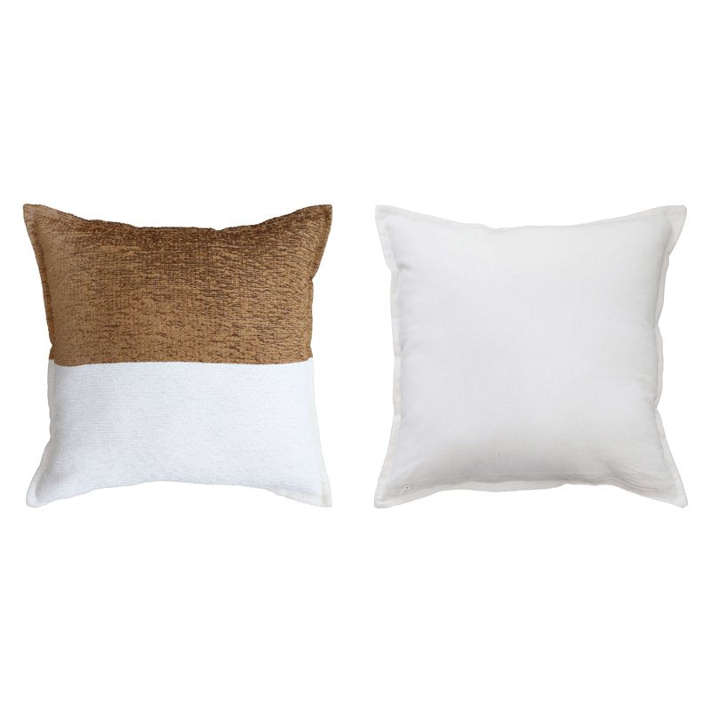 Decorative Square Throw Pillow 18x18 Brown Two-Tone Polyester Cotton