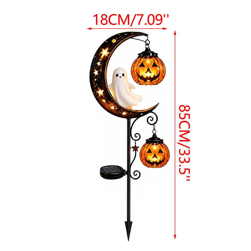 Solar Halloween Ghost & Moon Garden Stake Lights H - Waterproof Outdoor LED Lanterns