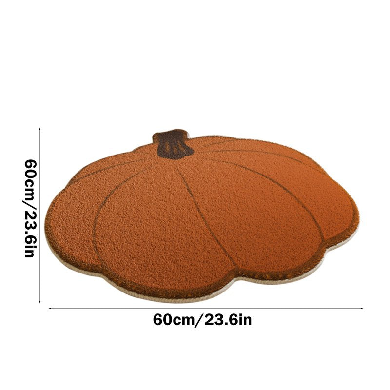 Halloween Pumpkin Rug for Front Door & Living Room - Brown Non-Slip Fall Carpet, 23.6x23.6 Inch