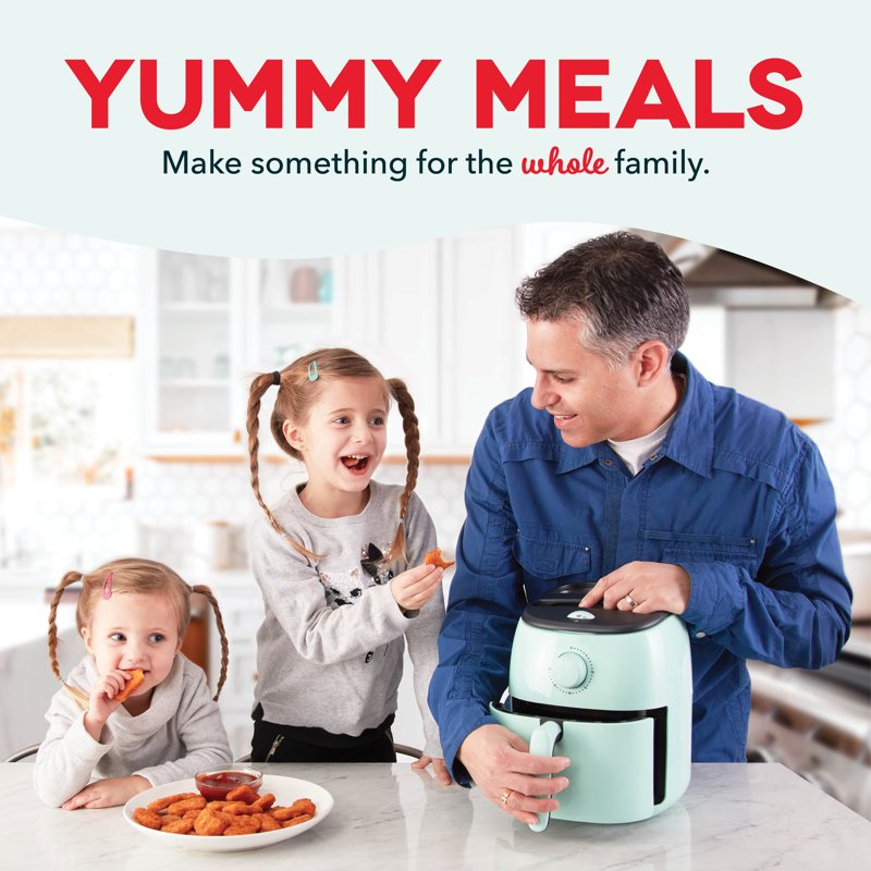 6 Qt. Family Size Electric Air Fryer Oven - Aqua