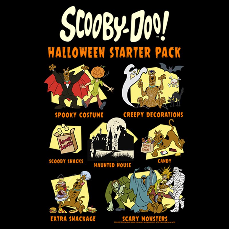 Men's Scooby Doo Halloween Graphic T-Shirt 3XL Black Funny Cartoon Tee