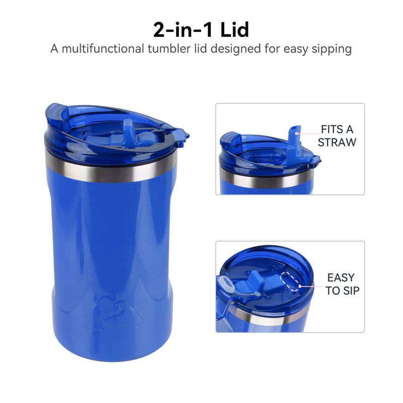 16 oz Stainless Steel Can Tumbler with 2-in-1 Lid - Patriotic Blue