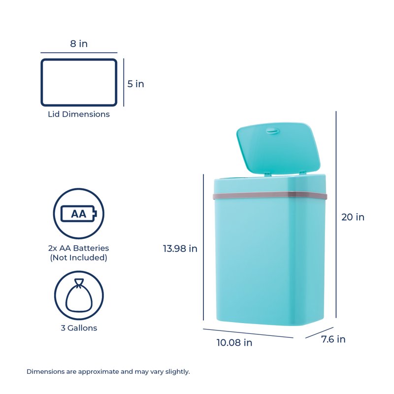 Automatic Trash Can - 3.2 Gallon Motion Sensor Garbage Bin, Teal