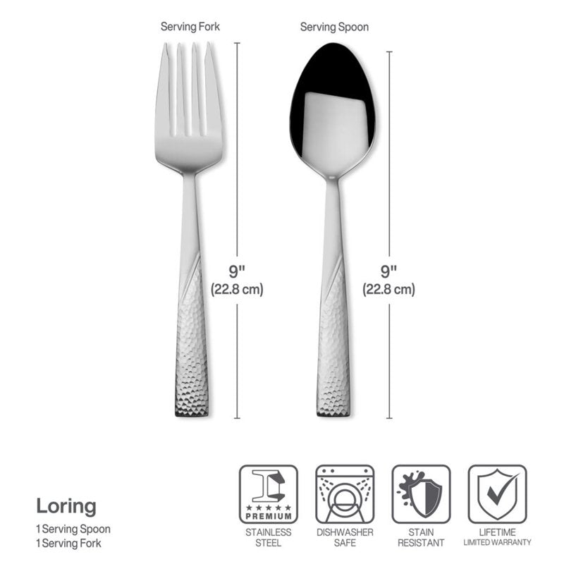 34-Piece Flatware Set for 8 - Two Tone Hammered Design