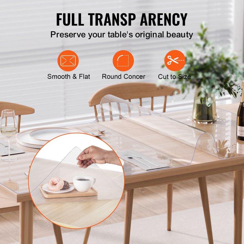 Clear PVC Desk Protector - 36" x 54" - Water-Resistant Table Cover