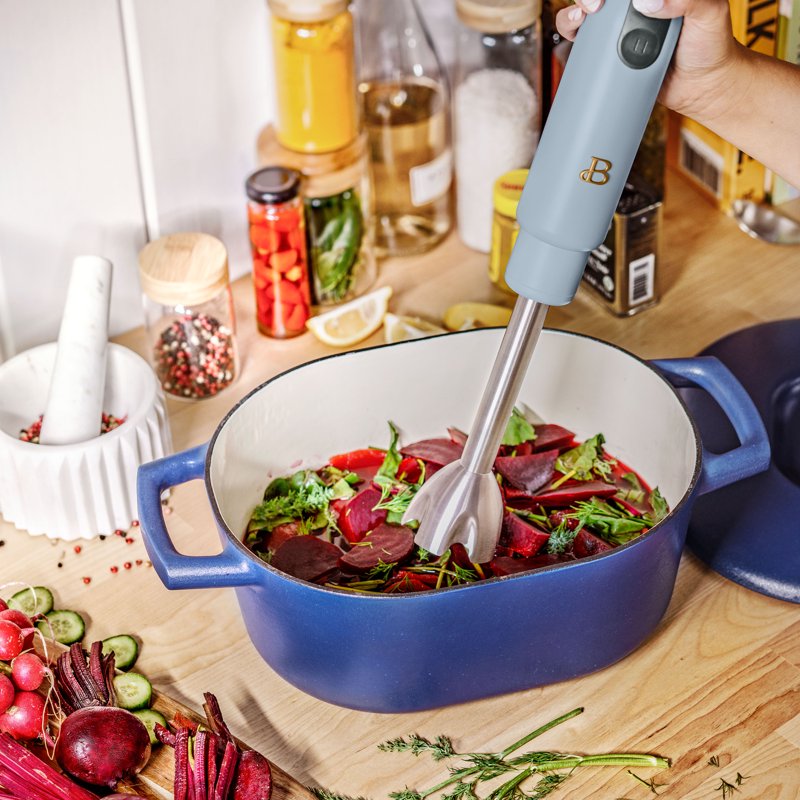 2-Speed Immersion Blender with Chopper & Measuring Cup - Cornflower Blue