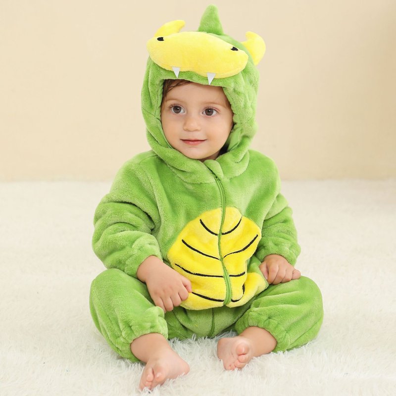 Unisex Baby Dinosaur Costume Romper - Green, 24-30 Months, Winter Flannel