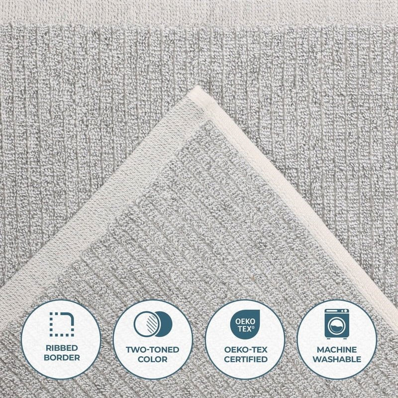 Superior Destin Cotton Blend Bath Sheet Set - 2 Pack in Platinum - Medium Weight, Soft & Absorbent