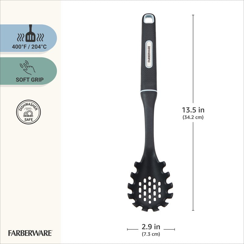 Nylon Pasta Server with Soft Grip Handle - Heat Resistant