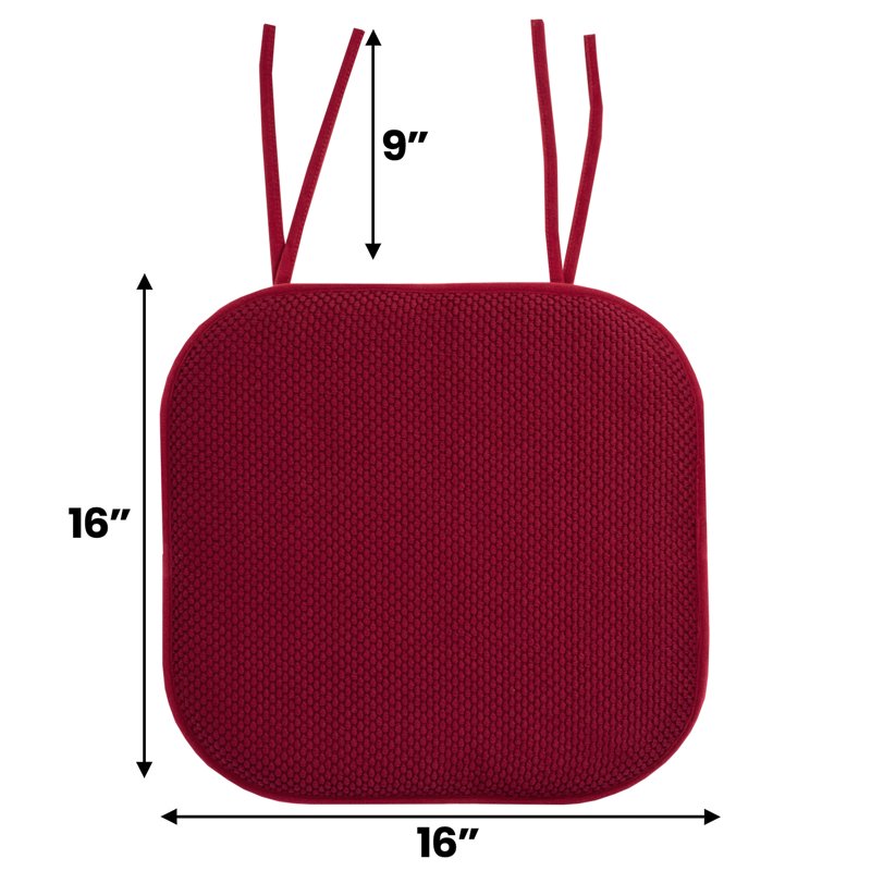 Memory Foam Chair Cushion Pad - Non-Slip Back, 12-Pack, Wine