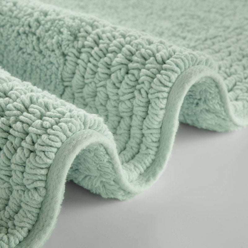 Reversible Cotton Bath Rug 24x72in - Ultra Plush 3000 GSM Green Bathroom Mat