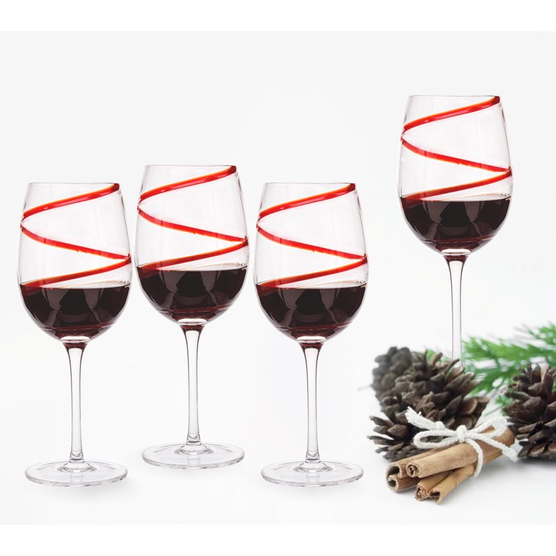 Red Swirl Red Wine Glass Set - 4 Pack