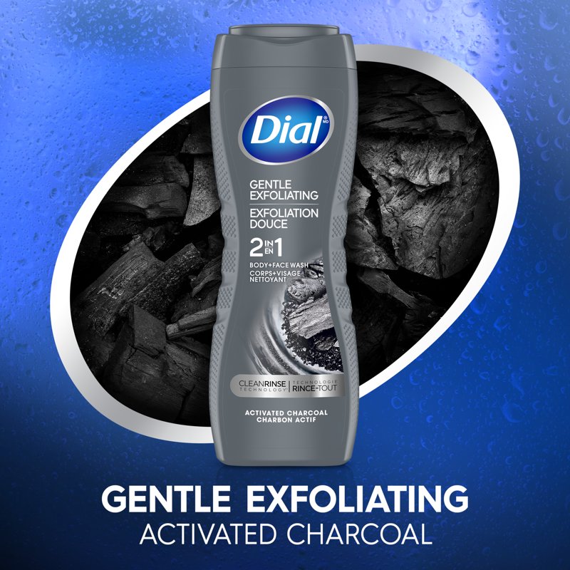 2-Pack Gentle Exfoliating Men's 2-in-1 Body & Face Wash with Activated Charcoal - 16 fl oz
