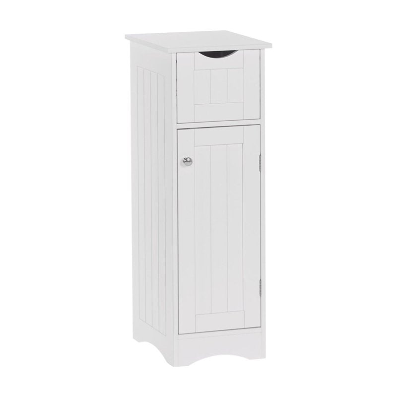 Slim Bathroom Storage Cabinet with Drawer & Shelves - White