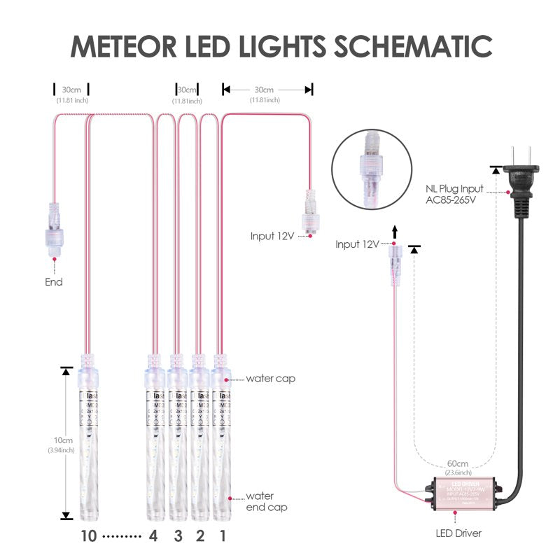 Blue Meteor Shower String Lights Waterproof Outdoor Garden & Holiday Decor