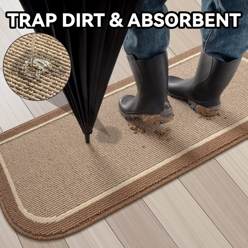 SIXHOME 24x47 Inch Welcome Door Mat Non-Slip Absorbent Indoor Outdoor Rug Brown