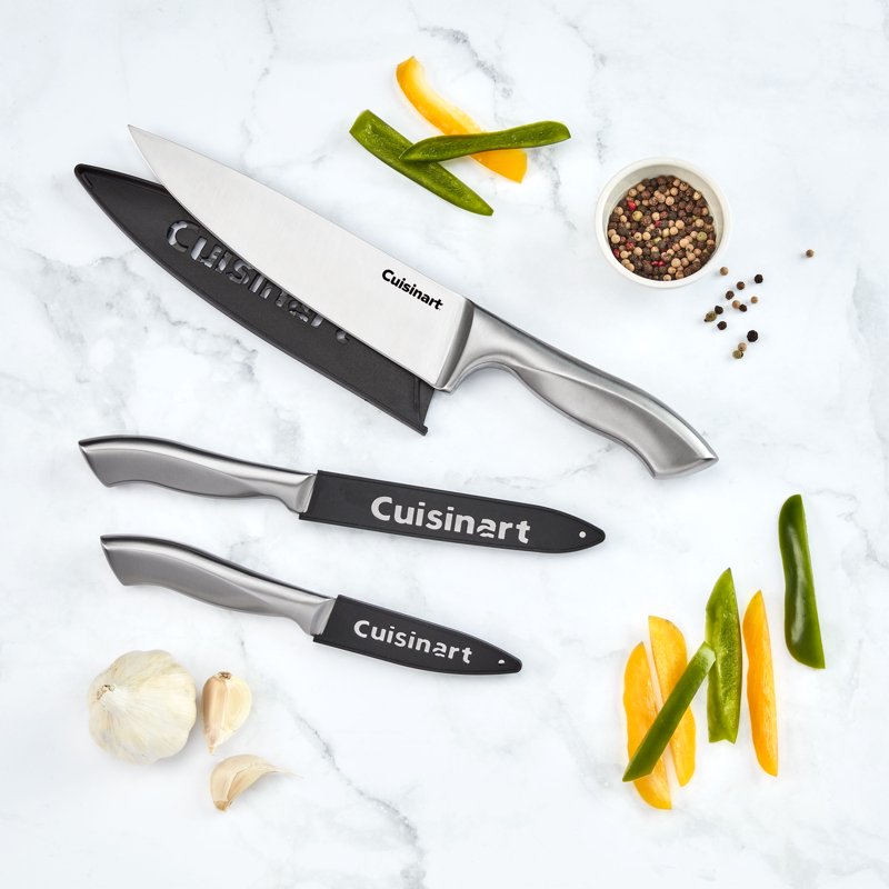 3-Piece Stainless Steel Knife Set with Blade Guards - Classic Collection