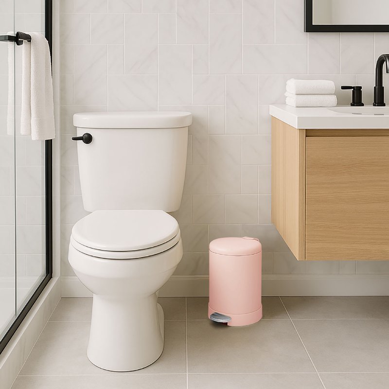 1.2 Gallon Stainless Steel Bathroom Trash Can - Pink