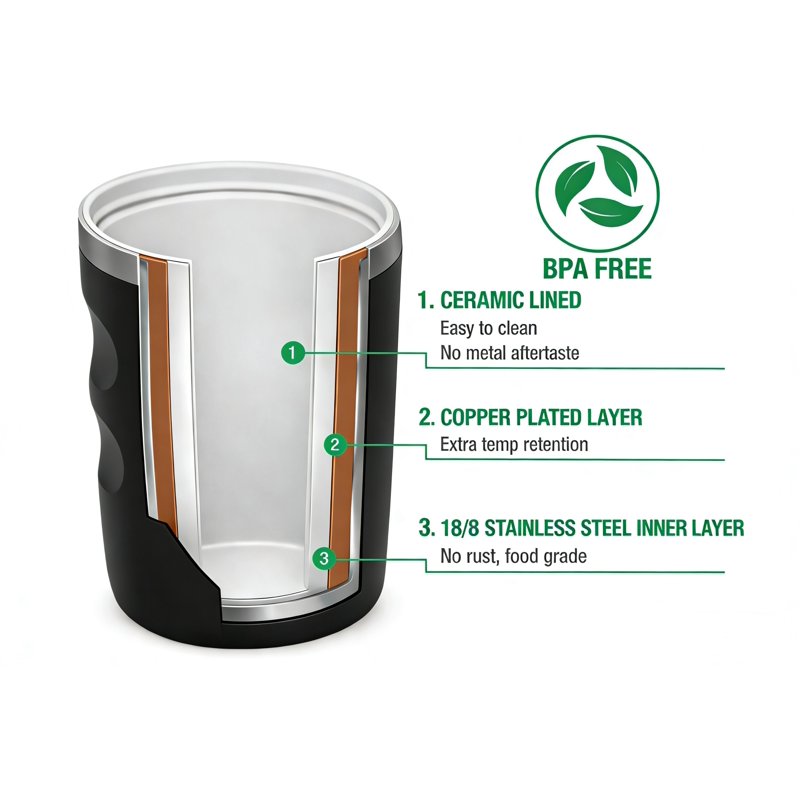 12oz Stainless Steel Insulated Travel Tumbler with Slider Lid - Black