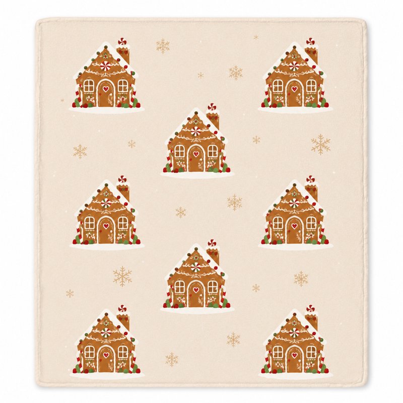 Throw Blanket Winter Flannel Gingerbread House - Neutral 59 x 39.37 inches