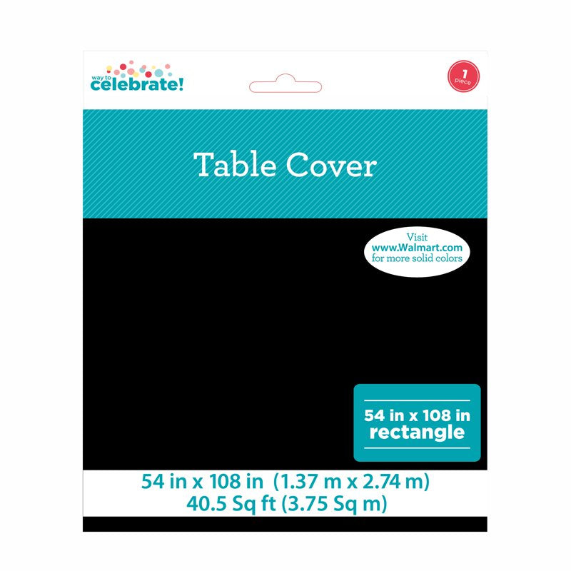 Black Rectangular Plastic Table Cover - 54 x 108 Inches - Single