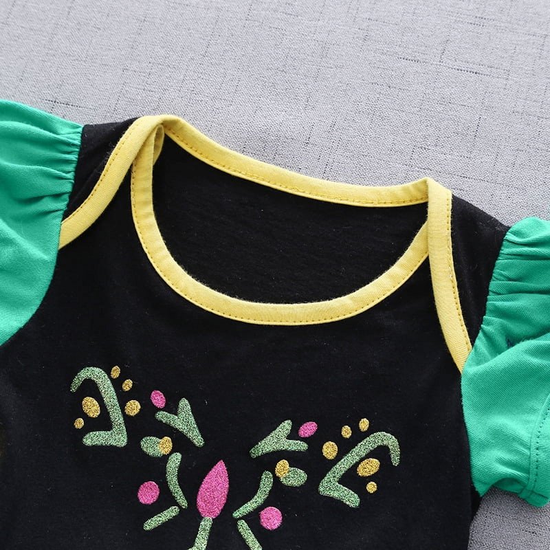 Black and Green Baby Girl Princess Dress Up Romper with Tutu & Headband - 6-9 Months